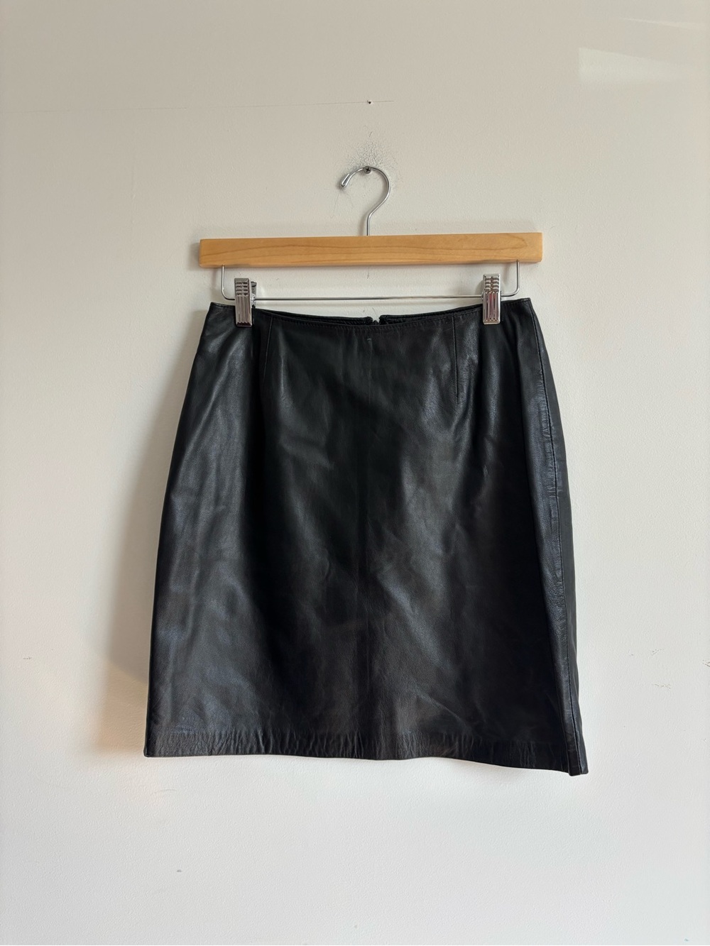 Vintage Black 100% Leather Mini Skirt